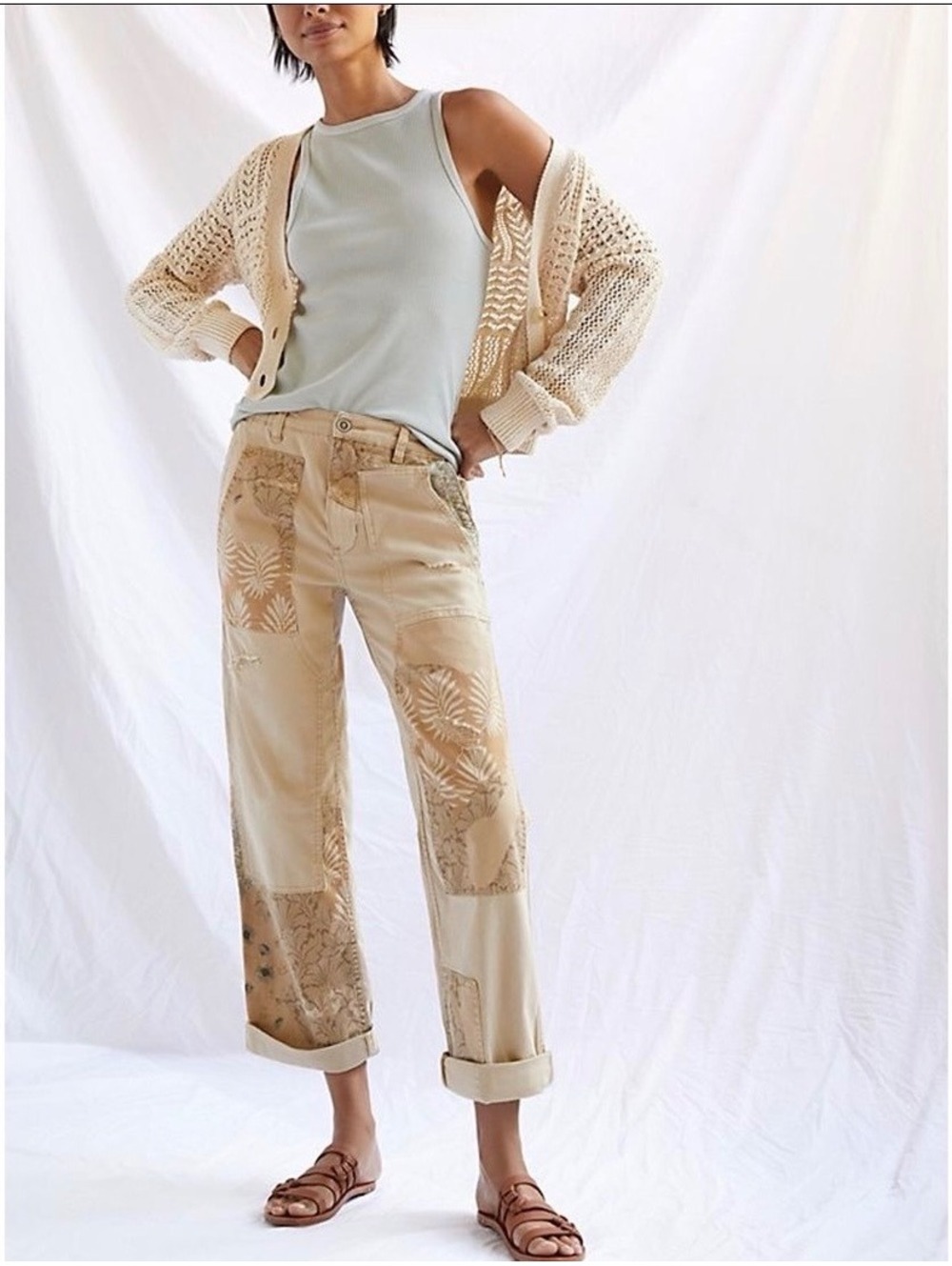 NWOT Anthropologie Pilcro The Roamer Patchwork Embroidery Utility Pants size 29